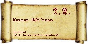 Ketter Márton névjegykártya
